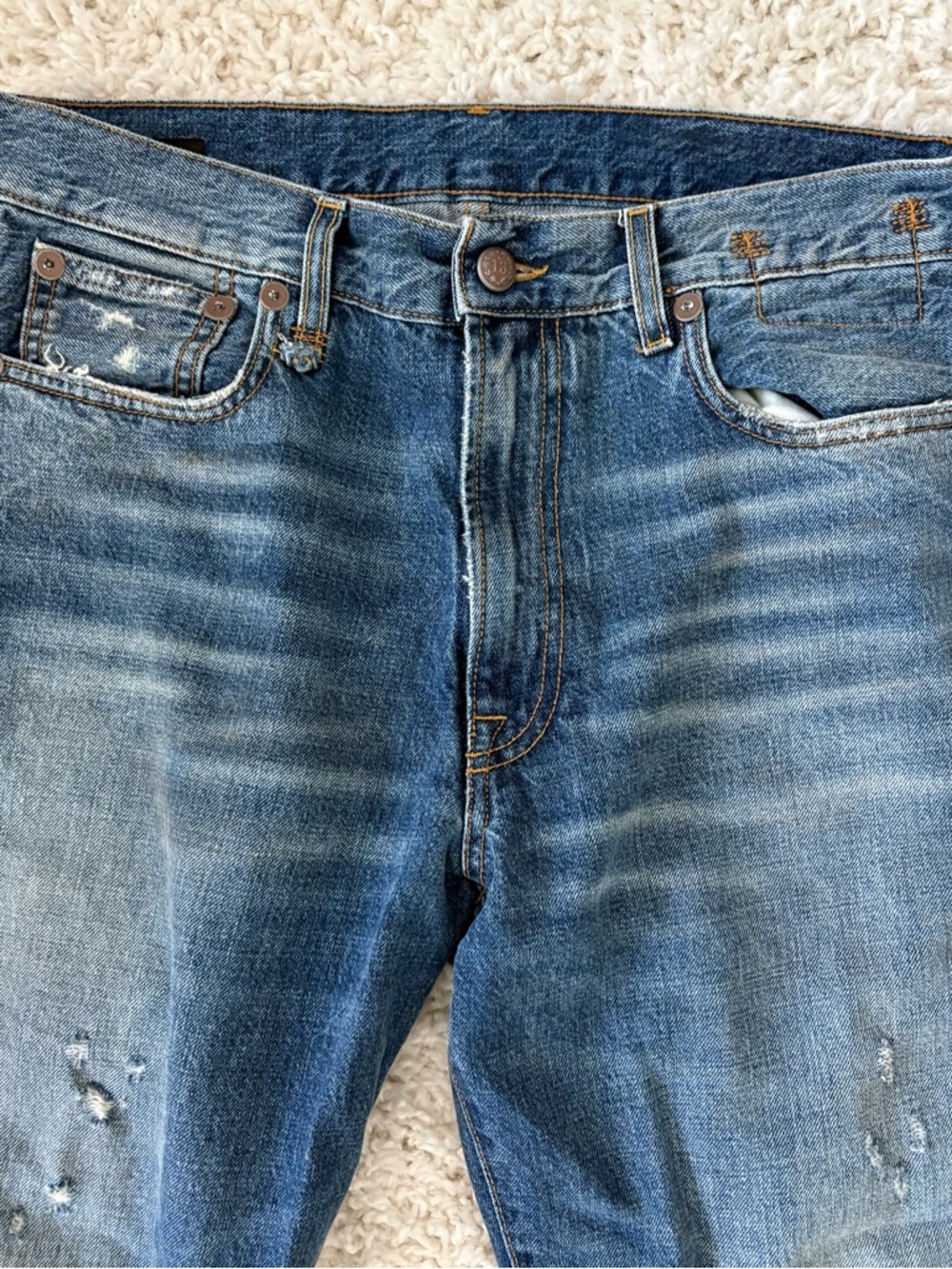 R13 Women's Dark Blue Distressed Boyfriend Jeans 28 - Picture 2 of 7